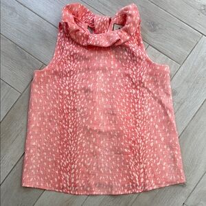 Tuckernuck Coral Patterned Tank Top with Ruffle Neck
